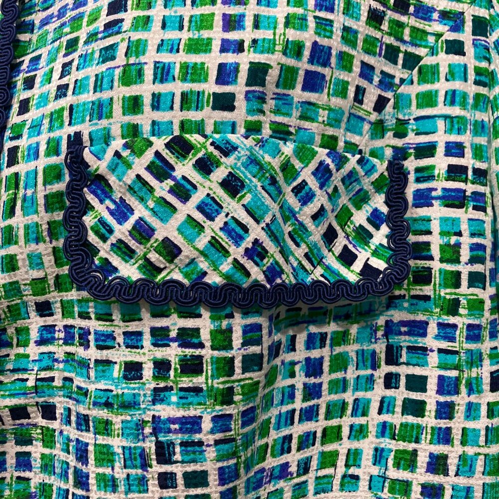 Adrianna Papell Safe Silk Button Blazer Blue Shoulder Pads Full lined Silk 12 - Picture 9 of 12